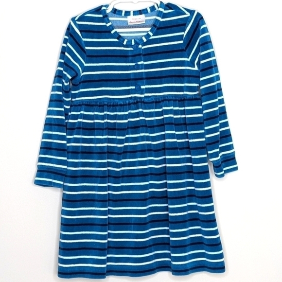 Hanna Andersson Velour Stripe Dress 110 5 - Picture 1 of 5